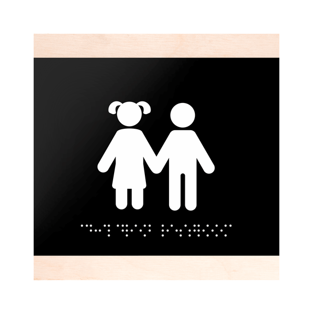 Bathroom Signs Wood Restroom Sign for Children - "Buro" Design