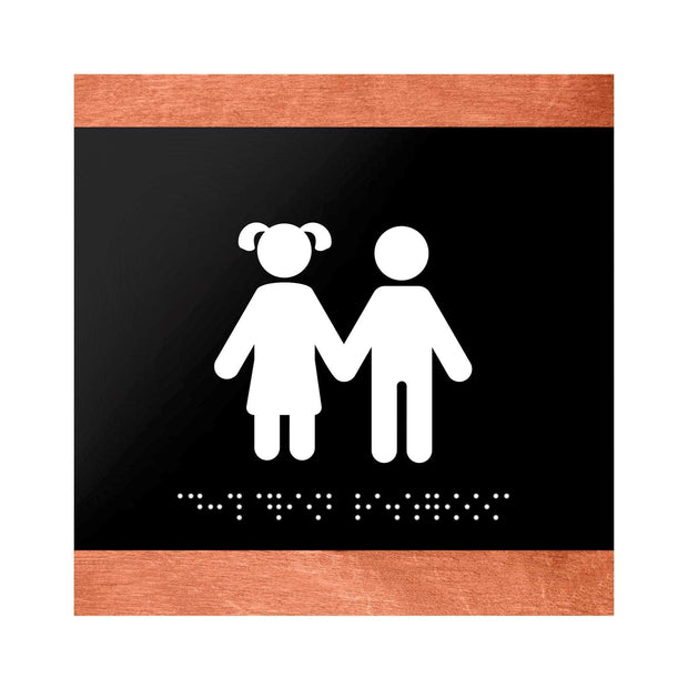 Bathroom Signs Wood Restroom Sign for Children - "Buro" Design