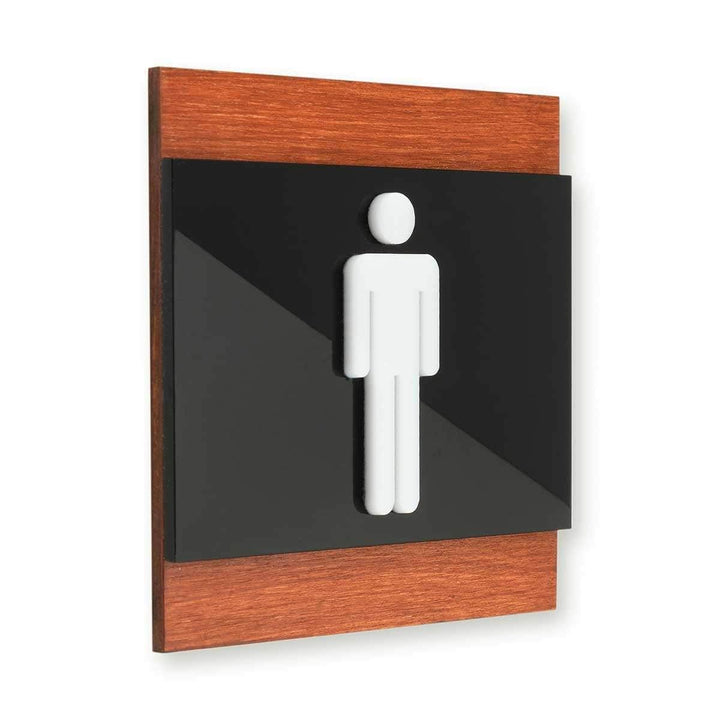 Bathroom Signs Men's Bathroom Sign: Wood Sign — "Buro" Design