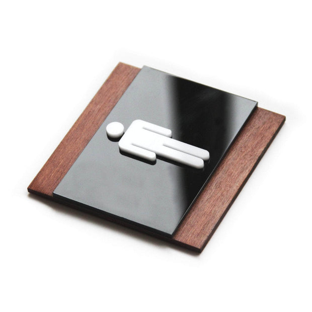 Bathroom Signs Men's Bathroom Sign: Wood Sign — "Buro" Design