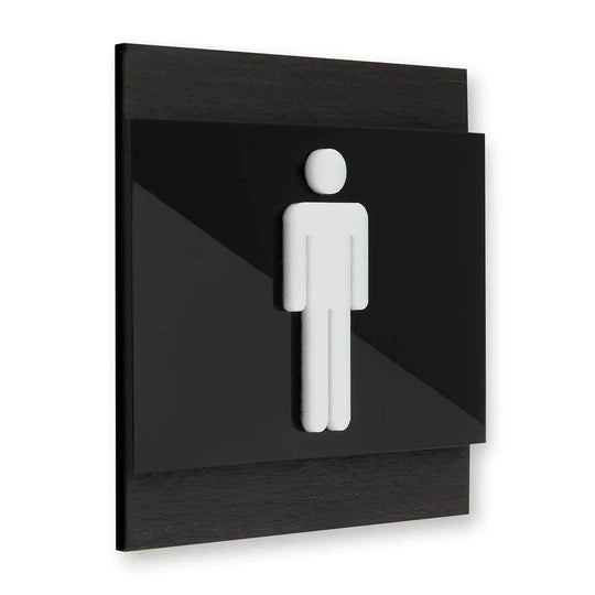 Bathroom Signs Men's Bathroom Sign: Wood Sign — "Buro" Design