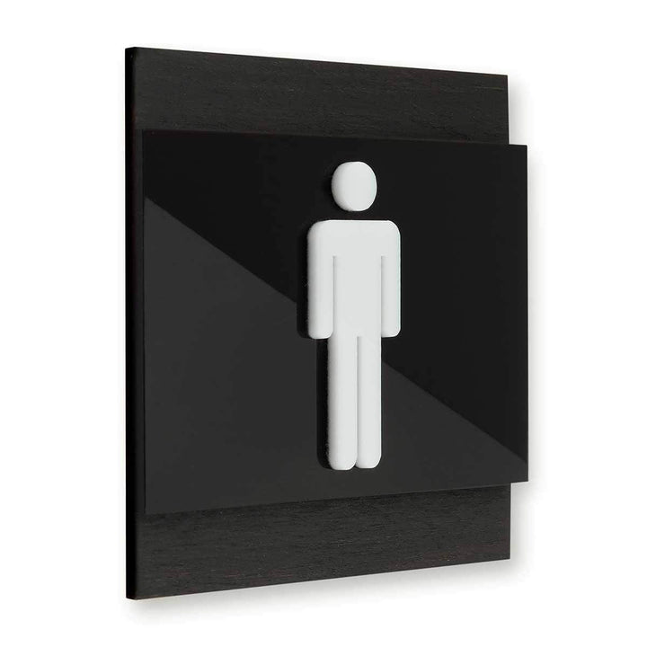Bathroom Signs Men's Bathroom Sign: Wood Sign — "Buro" Design