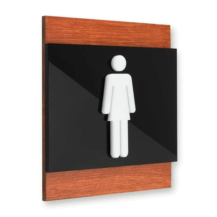 Bathroom Signs Women's Bathroom Sign: Wood Sign — "Buro" Design