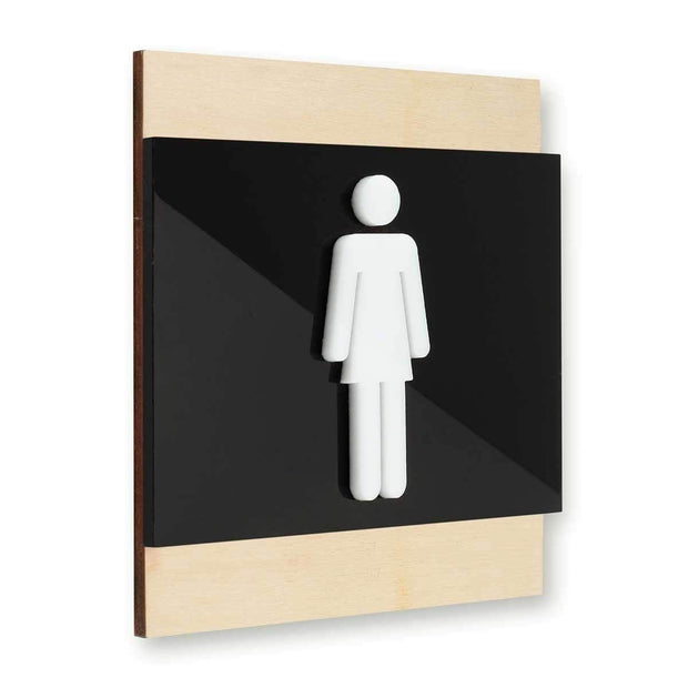 Bathroom Signs Women's Bathroom Sign: Wood Sign — "Buro" Design