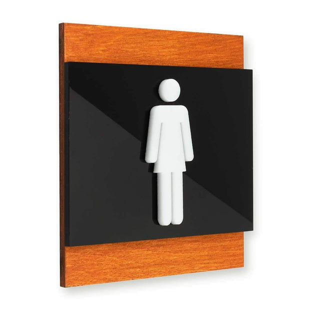 Bathroom Signs Women's Bathroom Sign: Wood Sign — "Buro" Design