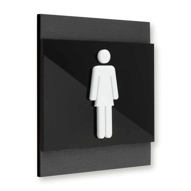Bathroom Signs Women's Bathroom Sign: Wood Sign — "Buro" Design