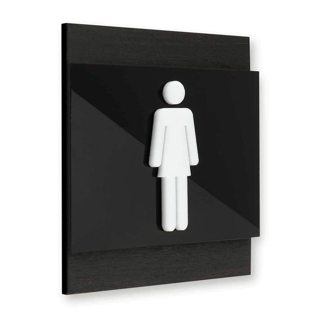 Bathroom Signs Women's Bathroom Sign: Wood Sign — "Buro" Design