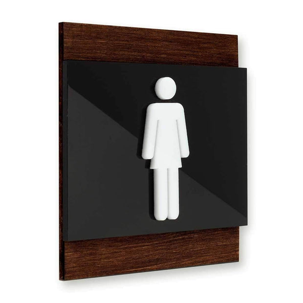 Bathroom Signs Women's Bathroom Sign: Wood Sign — "Buro" Design