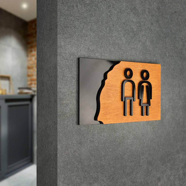 Bathroom Signs Bathroom Sign: Wood Sign — "Sherwood" Design