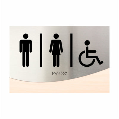 Wood & Steel Unisex Bathroom Signage "Jure" Design