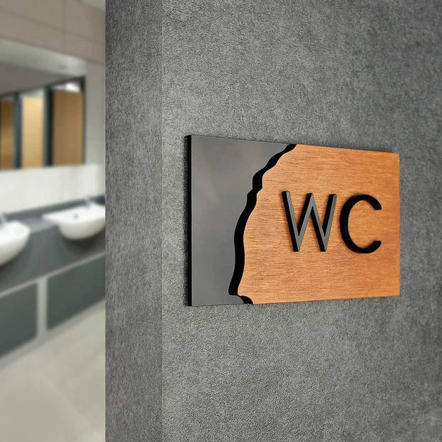 Bathroom Signs Wood WC Sign for Restroom - "Sherwood" Design