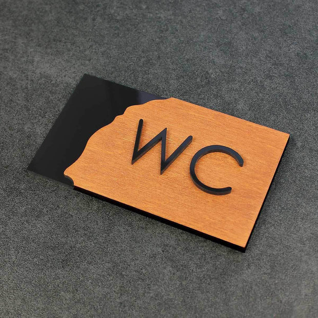 Bathroom Signs Wood WC Sign for Restroom - "Sherwood" Design