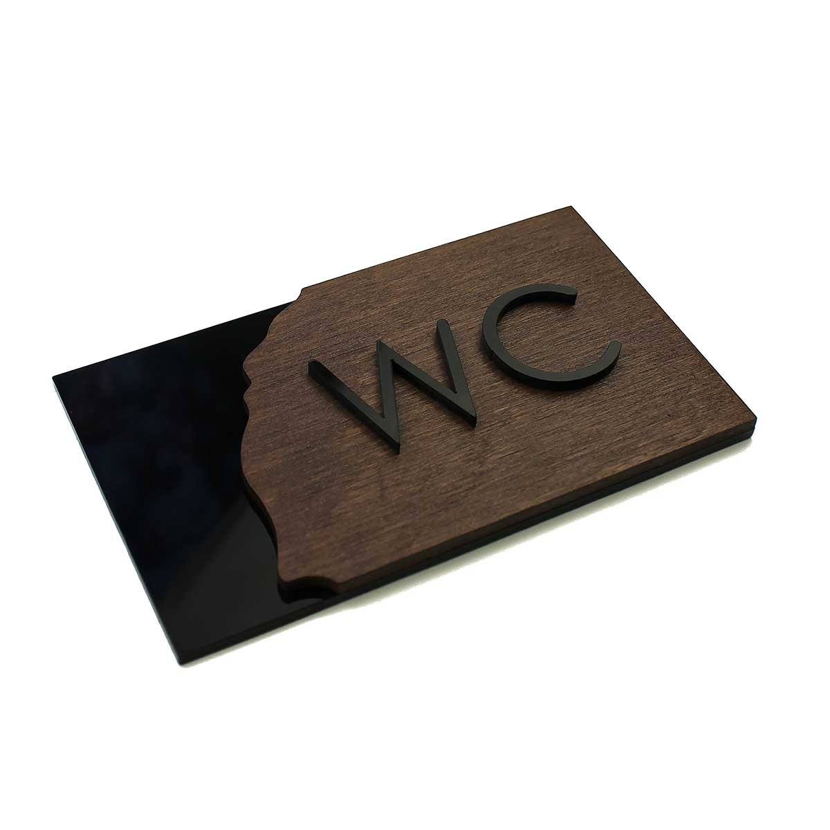 Wood WC Sign for Restroom Bathroom Signs Dark Wenge Bsign