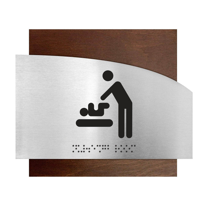 Bathroom Signs Wooden Baby Change Room Sign - "Wave" Design