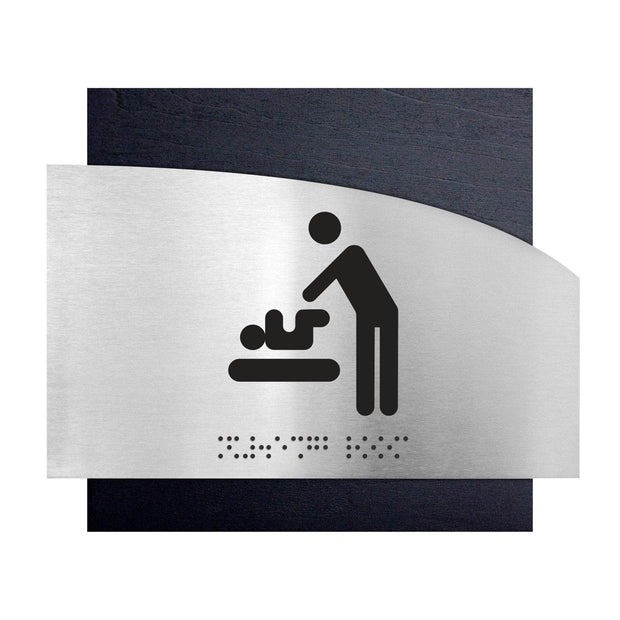 Bathroom Signs Wooden Baby Change Room Sign - "Wave" Design