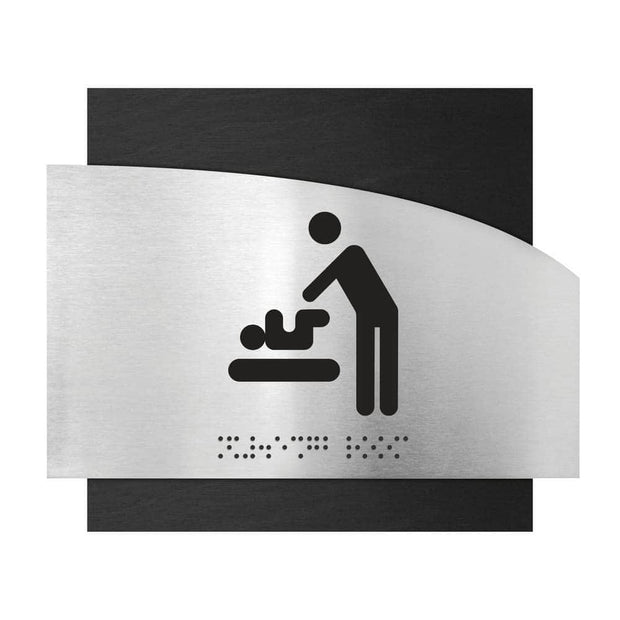 Bathroom Signs Wooden Baby Change Room Sign - "Wave" Design
