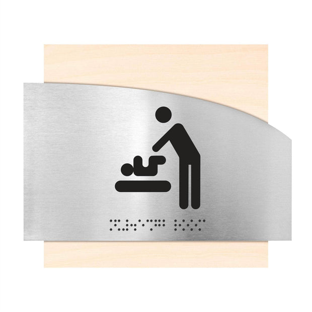 Bathroom Signs Wooden Baby Change Room Sign - "Wave" Design