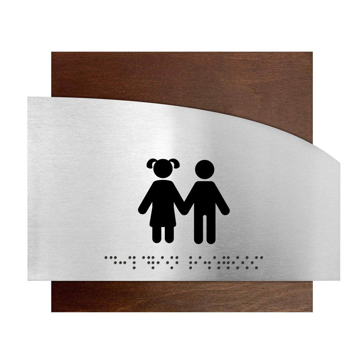 Bathroom Signs Wooden Children Restroom Sign - "Wave" Design