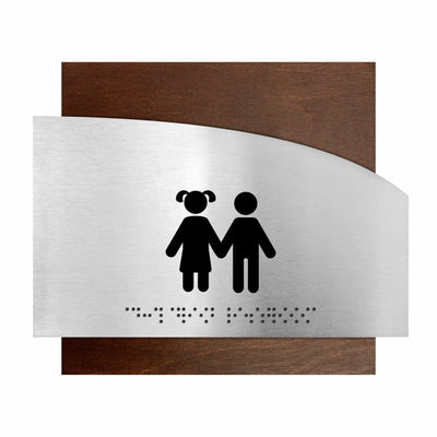 Wooden Children Restroom Sign 