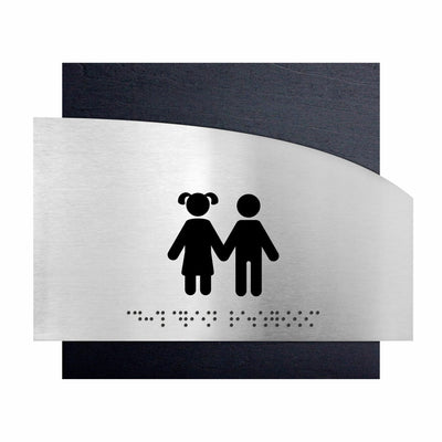Wooden Children Restroom Sign - "Wave" Design