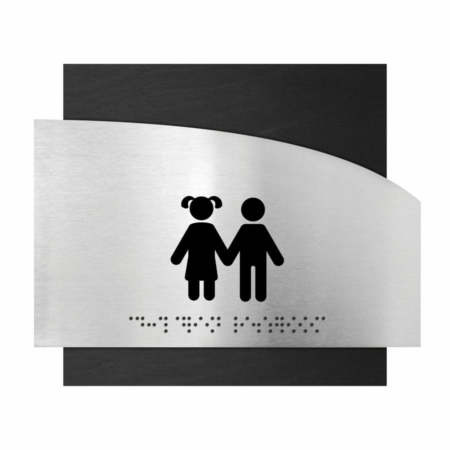 Wooden Children Restroom Sign - "Wave" Design