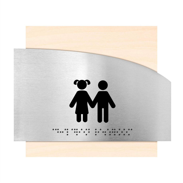 Bathroom Signs Wooden Children Restroom Sign - "Wave" Design