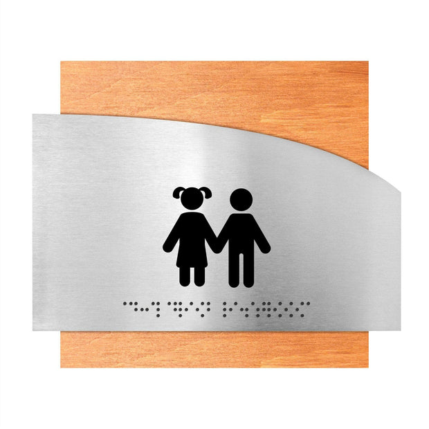 Bathroom Signs Wooden Children Restroom Sign - "Wave" Design