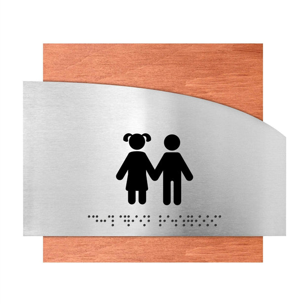 Bathroom Signs Wooden Children Restroom Sign - "Wave" Design