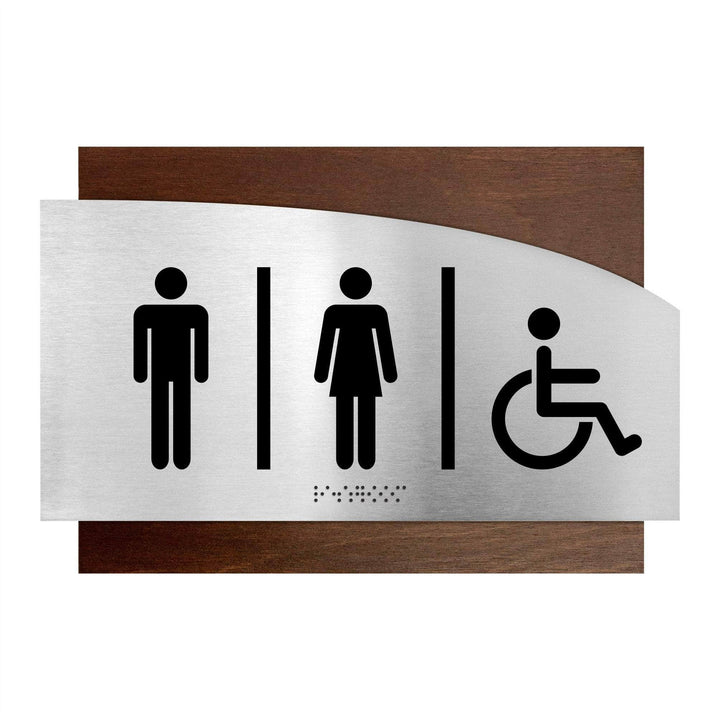 Bathroom Signs Wooden Unisex Bathroom Sign - "Wave" Design