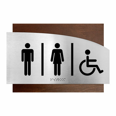 Wooden Unisex Bathroom Sign - 