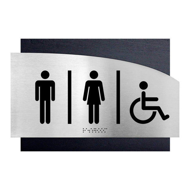 Bathroom Signs Wooden Unisex Bathroom Sign - "Wave" Design