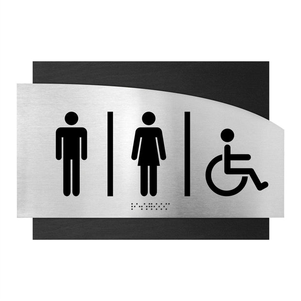 Bathroom Signs Wooden Unisex Bathroom Sign - "Wave" Design