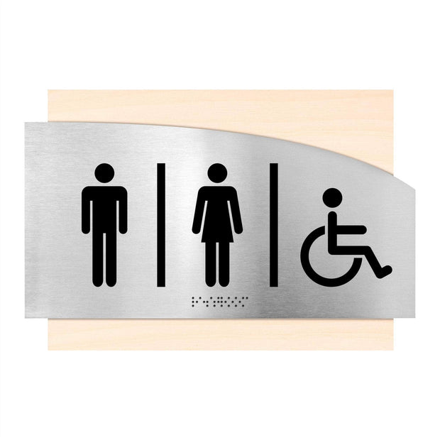 Bathroom Signs Wooden Unisex Bathroom Sign - "Wave" Design
