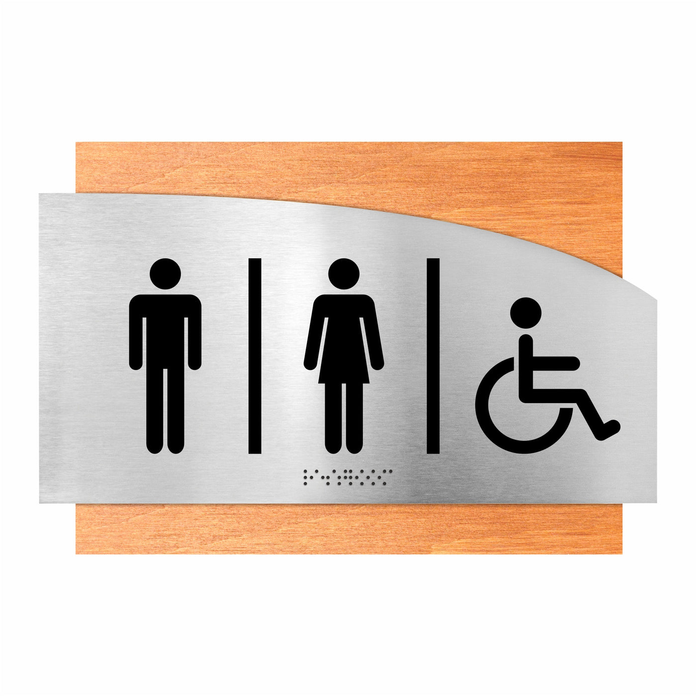 Wooden Unisex Bathroom Sign "Wave" Design