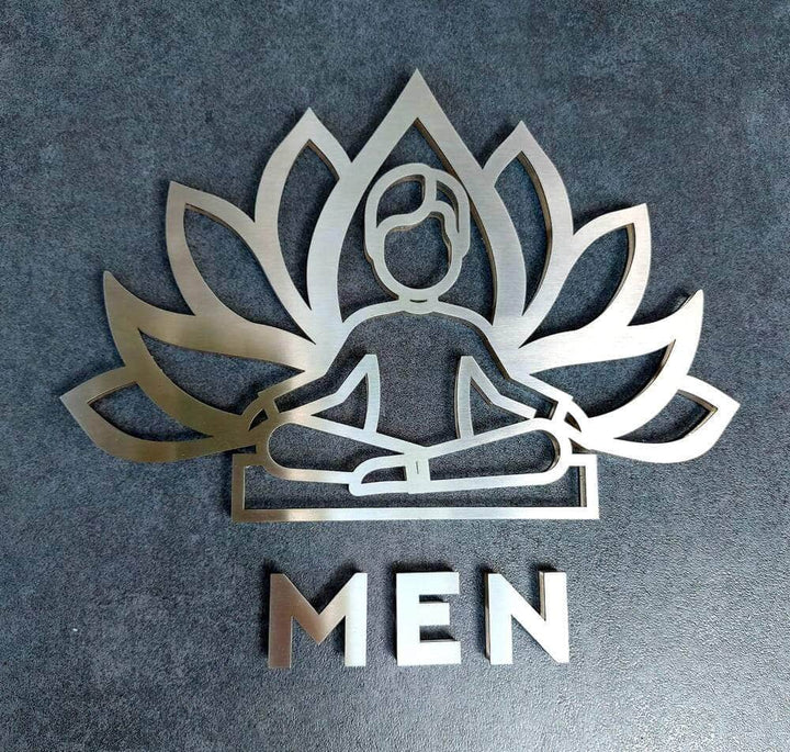 Bathroom Signs Yoga Men Restroom Sign: "Single" Design