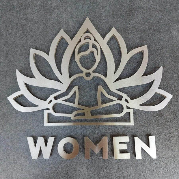 Bathroom Signs Yoga Women Restroom Sign: "Single" Design