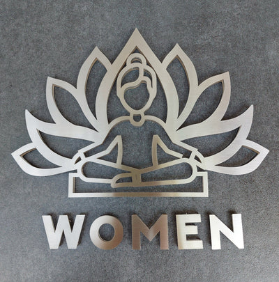 Yoga Women Restroom Sign Bathroom Signs clear acrylic glass and stainless steel Bsign