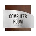 Computer Room Sign — Stainless steel & Wood Door Plate — "Wave" Design - Photo #4