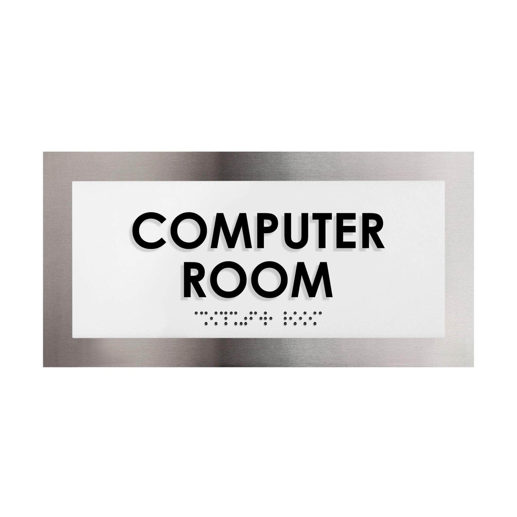 Computer Room Sign: Stainless Steel Door Plate —