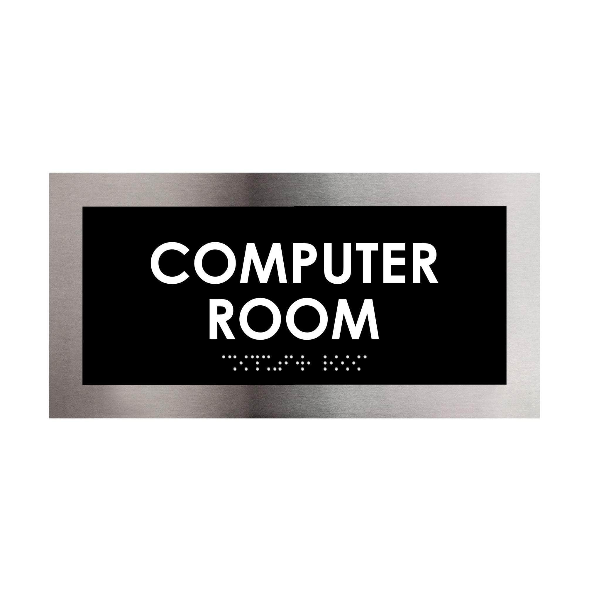 Large Computer Building Sign Computer Room Sign: Stainless Steel Door Plate —