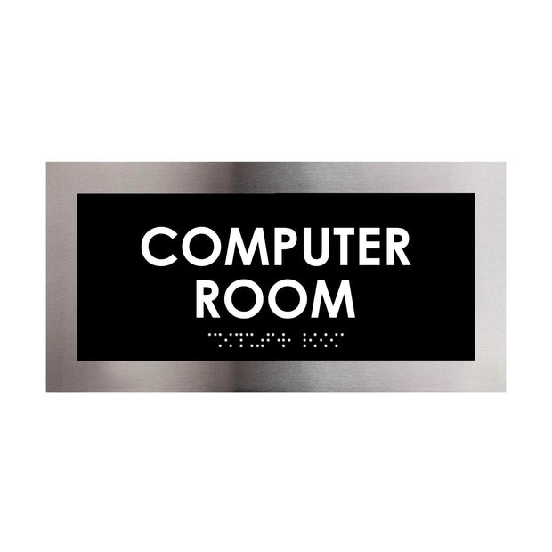 Computer Room Sign — Stainless Steel Door Plate — "Modern" Design