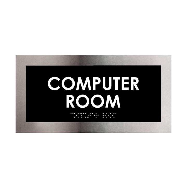 Computer Room Sign — Stainless Steel Door Plate — "Modern" Design