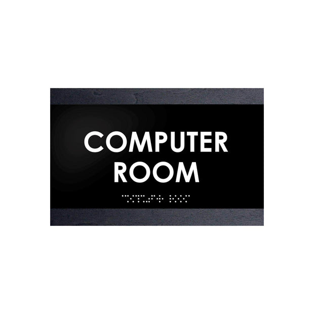 Computer Room Sign — Wood Door Plate — "Buro" Design