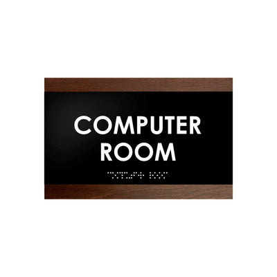 Computer Room Sign — Wood Door Plate — "Buro" Design