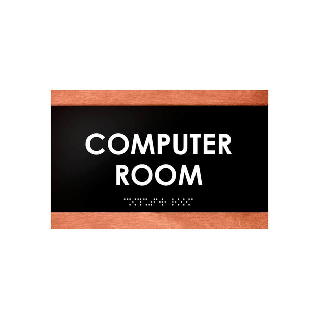 Computer Room Sign — Wood Door Plate — "Buro" Design