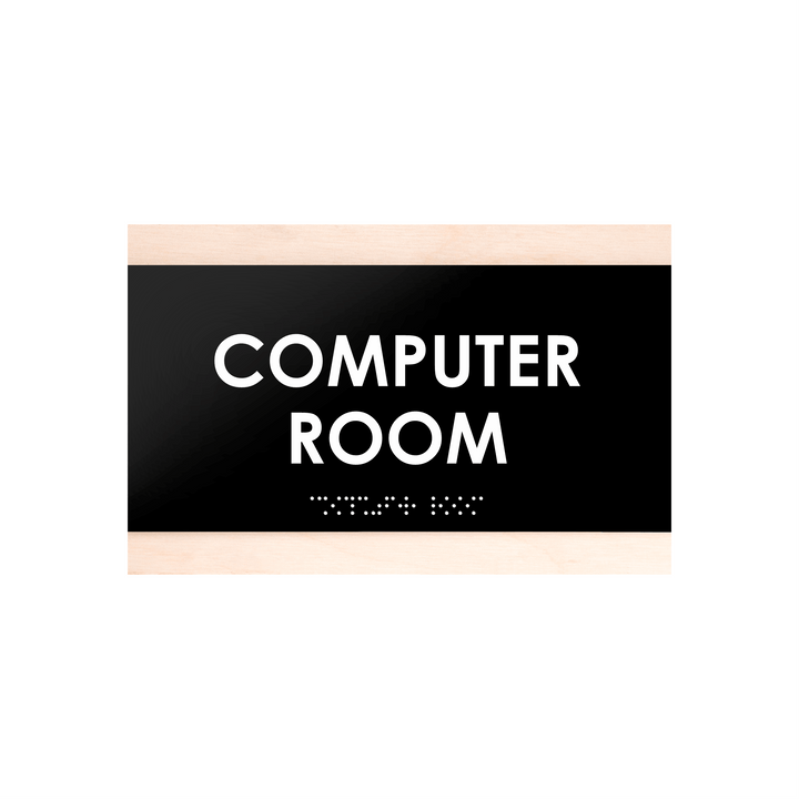 Computer Room Sign — Wood Door Plate — "Buro" Design