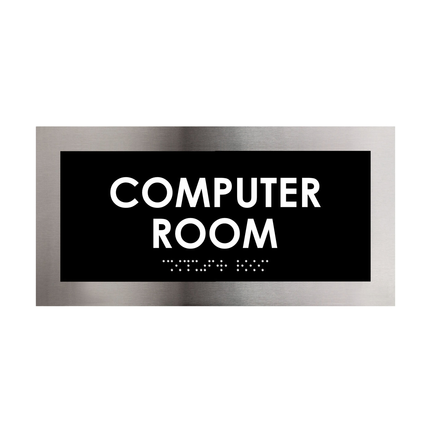 Computer Room Door Plate - Stainless Steel Sign - "Modern" Design