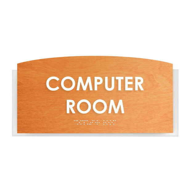 Computer Room Sign — Wood Door Plate — "Scandza" Design