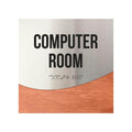 Computer Room Sign — Stainless steel & Wood Door Plate — "Jure" Design - Photo #2