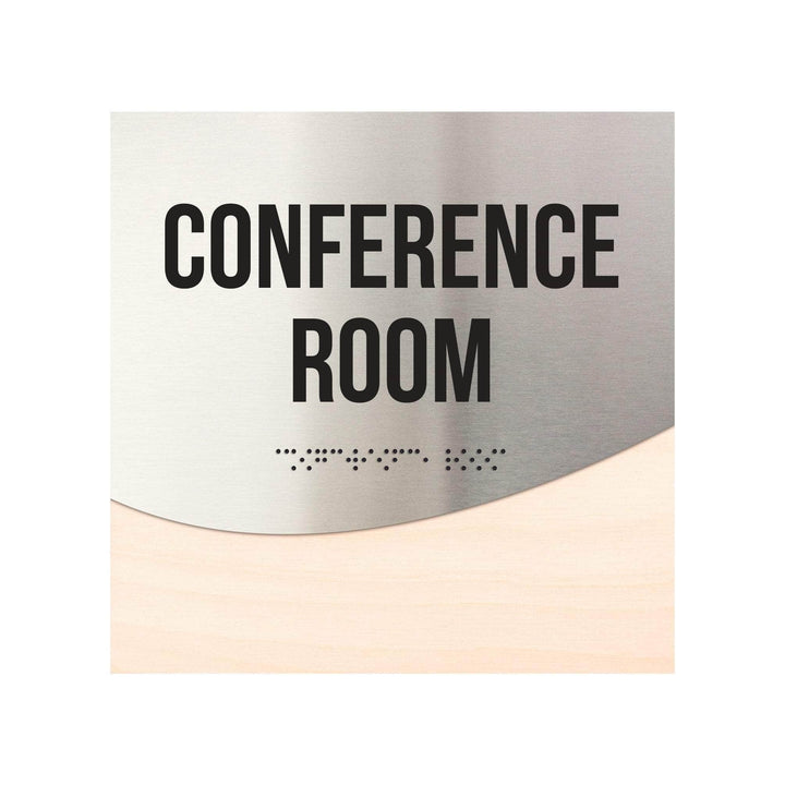 Conference Room Sign - Stainless Steel &amp; Wood Door Plate - "Jure" Design